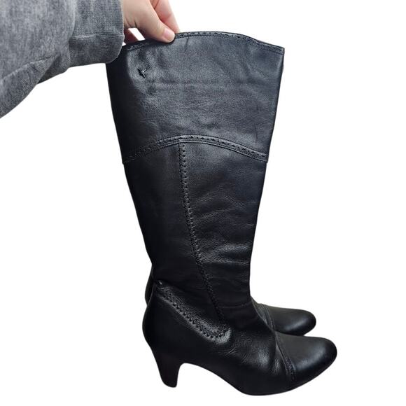 Pikolinos black leather tall knee high heeled boots Women's size 41 - Picture 2 of 7